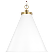 Visual Comfort Wellfleet 20" Wide Pendant Matte White / Burnished Brass