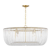 Visual Comfort Pierce 6 Light 36" Wide Pendant with Clear Glass Rods Burnished Brass