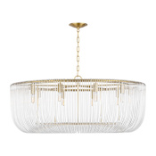Visual Comfort Pierce 10 Light 42" Wide Pendant with Clear Glass Rods Burnished Brass