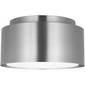 Visual Comfort Dartmore 10" Wide Flush Mount Drum Ceiling Fixture with Steel Outer And Etched Opal Glass Inner Shade Brushed Nickel