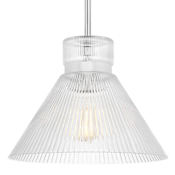 Visual Comfort Liouet 12" Wide Pendant with Clear Ribbed Glass Shade Brushed Nickel