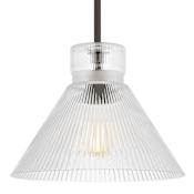 Visual Comfort Liouet 12" Wide Pendant with Clear Ribbed Glass Shade Midnight Black
