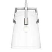 Visual Comfort Crofton 10" Wide Pendant with Clear Glass Shade Brushed Nickel