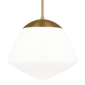 Visual Comfort Milne 10" Wide Mini Pendant with Milk Glass Shade Burnished Brass