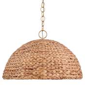 Visual Comfort Cay 3 Light 24" Wide Pendant with Seagrass Shade Burnished Brass