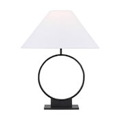 Visual Comfort Orion 23" Tall LED Table Lamp with Linen Shade Aged Iron