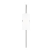 Visual Comfort Lowell 27" Tall Bathroom Sconce with Linen Shade Aged Iron