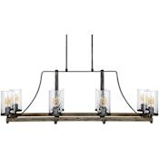 Visual Comfort Angelo 8 Light 46" Wide Pillar Candle Style Chandelier Distressed Weathered Oak / Slated Grey Metal