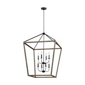 Visual Comfort Gannet 8 Light 26" Wide Lantern Chandelier Weathered Oak Wood / Antique Forged Iron