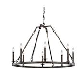 Visual Comfort Landen 8 Light 34" Wide Taper Candle Style Outdoor Chandelier Smith Steel