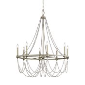 Visual Comfort Beverly 8 Light 36" Wide Beaded Candle Style Chandelier French Washed Oak / Distressed White Wood