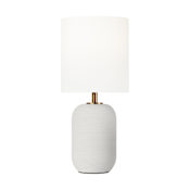 Visual Comfort Fanny 14" Tall LED Table Lamp with Linen Shade Matte White Ceramic