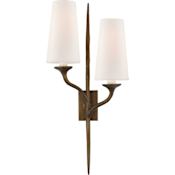 Visual Comfort Iberia 2 Light 24" Tall Wall Sconce Antique Bronze Leaf