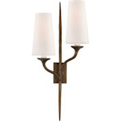 Visual Comfort Iberia 2 Light 24" Tall Wall Sconce Antique Bronze Leaf