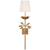 Visual Comfort Clementine 35" Tall Wall Sconce with Linen Shade Antique Gold Leaf