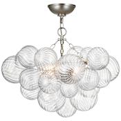 Visual Comfort Talia 3 Light 24" Wide Semi-Flush Ceiling Fixture Burnished Silver Leaf / Clear Swirled Glass
