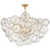 Visual Comfort Talia 8 Light 33" Wide Semi-Flush Ceiling Fixture Gild / Clear Swirled Glass