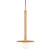Visual Comfort Nodes 8" Wide Mini Pendant with Milk Glass Shade Burnished Brass