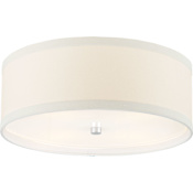 Visual Comfort Walker 18" Medium Flush Mount by kate spade NEW YORK Burnished Silver Leaf / Cream Linen