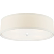 Visual Comfort Walker 24" Large Flush Mount with Linen Shade by kate spade NEW YORK Burnished Silver Leaf