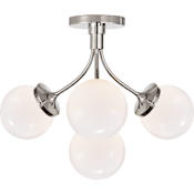 Visual Comfort Prescott 4 Light 18" Wide Semi-Flush Ceiling Fixture Polished Nickel