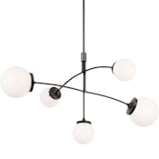Visual Comfort Prescott 5 Light 40" Wide Abstract Chandelier Bronze / White Glass