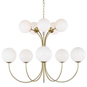 Visual Comfort Noemie 10 Light 38" Wide Chandelier with Milk Glass Shades Burnished Brass