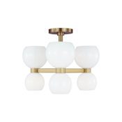Visual Comfort Londyn 6 Light 20" Wide Semi-Flush Bowl Ceiling Fixture Burnished Brass