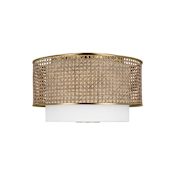 Visual Comfort Sawyer 3 Light 18" Wide LED Flush Mount Drum Ceiling Fixture by Kate Spade New York Blonde Rattan
