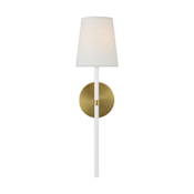 Visual Comfort Monroe 19" Tall Bathroom Sconce Burnished Brass / Gloss White