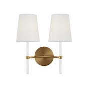 Visual Comfort Monroe 2 Light 12" Wide Bathroom Vanity Light Burnished Brass / Gloss White
