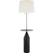 Visual Comfort Zephyr 63" Large Floor Lamp in Aged Iron with Linen Shade by Kelly Wearstler Aged Iron
