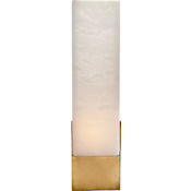 Visual Comfort Covet 16" Tall Box Bath Sconce with Alabaster Shade by Kelly Wearstler Antique Burnished Brass