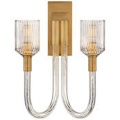 Visual Comfort Reverie 14" Wide Wall Sconce Clear Ribbed Glass / Brass