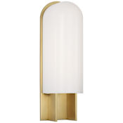 Visual Comfort Trouve 14" Tall LED Wall Sconce with White Glass Shade Antique-Burnished Brass