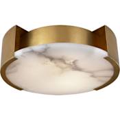 Visual Comfort Melange 14" Small Flush Mount with Alabaster Shade by Kelly Wearstler Antique Burnished Brass