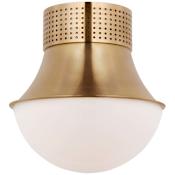 Visual Comfort Precision 9" Wide Flush Mount Bowl Ceiling Fixture Antique Burnished Brass / White Glass