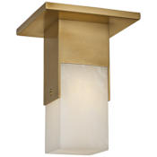 Visual Comfort Covet 2" Wide LED Flush Mount Ceiling Fixture with Alabaster Shade Antique-Burnished Brass