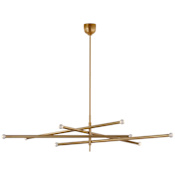 Visual Comfort Rousseau 69" Wide LED Chandelier Antique-Burnished Brass / Clear Glass