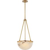 Visual Comfort Melange 15" Small Pendant with Alabaster Shade by Kelly Wearstler Antique Burnished Brass