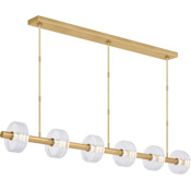 Visual Comfort Laurel 72" Wide LED Crystal Linear Chandelier Natural Brass