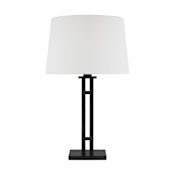 Visual Comfort Haddon 26" Tall LED Table Lamp with Linen Shade Aged Iron