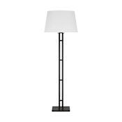Visual Comfort Haddon 59" Tall LED Floor Lamp with Linen Shade Aged Iron
