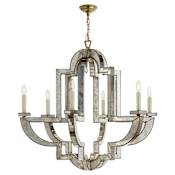 Visual Comfort Lido 38" Large Chandelier in Antique Mirror  by Niermann Weeks Antique Mirror with Antique Brass