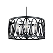 Visual Comfort Patrice 5 Light 21" Wide Taper Candle Drum Outdoor Chandelier Dark Weathered Zinc