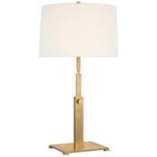 Visual Comfort Cadmus 27" Tall Buffet Table Lamp with White Linen Shade Antique Brass