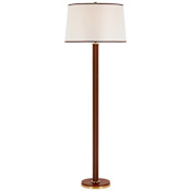 Visual Comfort Riley 66" Tall Torchiere Floor Lamp Natural Brass / Saddle Leather