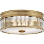 Visual Comfort Allen 2 Light 12" Wide Flush Mount Drum Ceiling Fixture Natural Brass