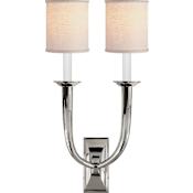 Visual Comfort French Deco Horn 2 Light 22" Tall Wall Sconce Polished Nickel