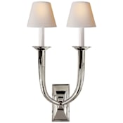 Visual Comfort French Deco Horn 22" High Wall Sconce with Natural Paper Shade Polished Nickel